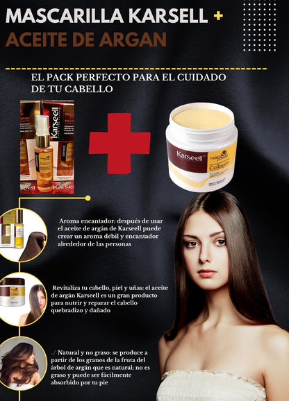 MASCARILLA & ACEITE DE ARGAN KARSEELL - TRATAMIENTO CAPILAR